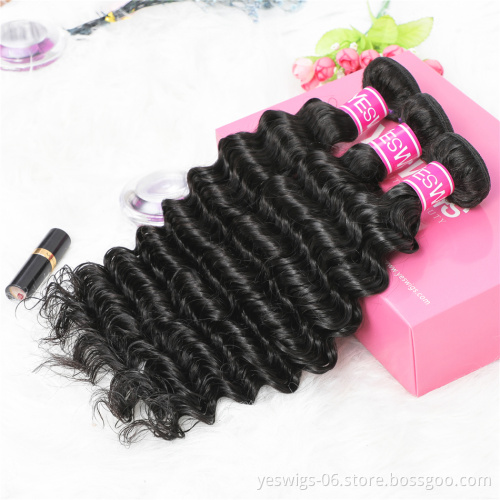 Yeswigs Cheap Unprocessed Raw Indian Human Hair Cuticle Aligned Deep Wave Bundles High Quality Double Drawn Virgin Hair Vendors